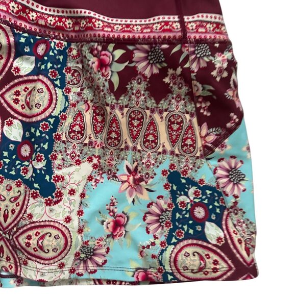 JOHNNY WAS Active Pickleball Tennis Patterned Burgundy Skort Size XS - Picture 3 of 8